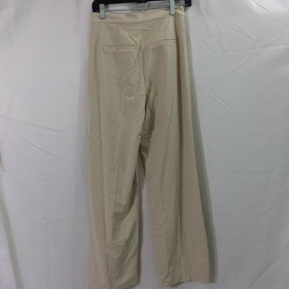 Pull & Bear Pants Wide Leg Office Career NEW Beige Viscose Stretch Blend Size 4 - Picture 2 of 4
